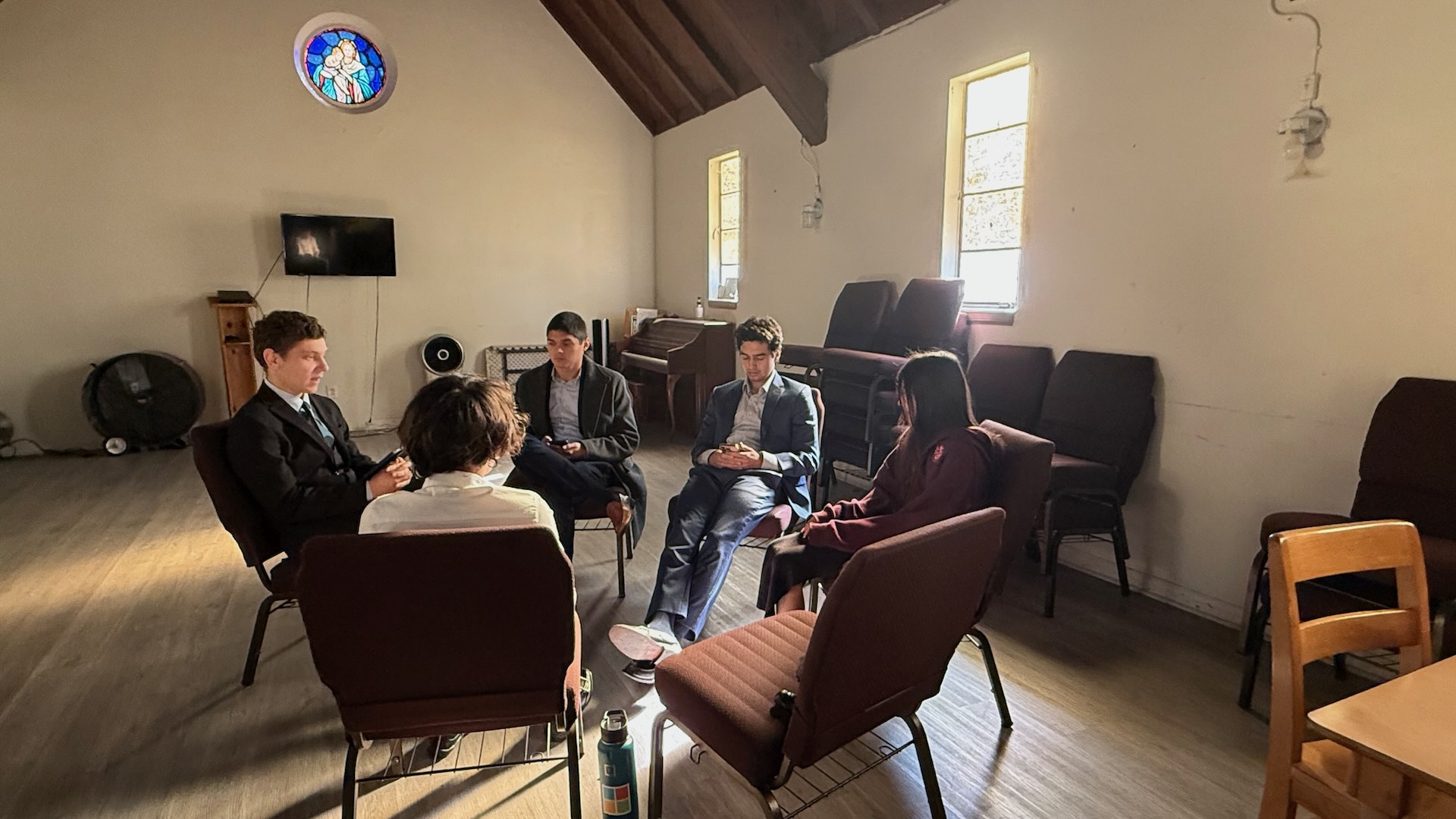 Members of the church family gathered in fellowship