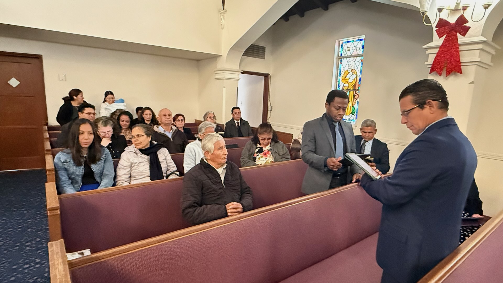 Children participating in a church Bible presentation